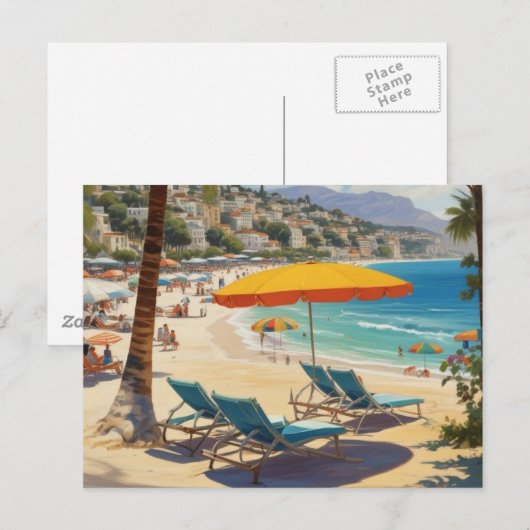 Frans Riviera Beach Briefkaart (Voorkant / Achterkant)