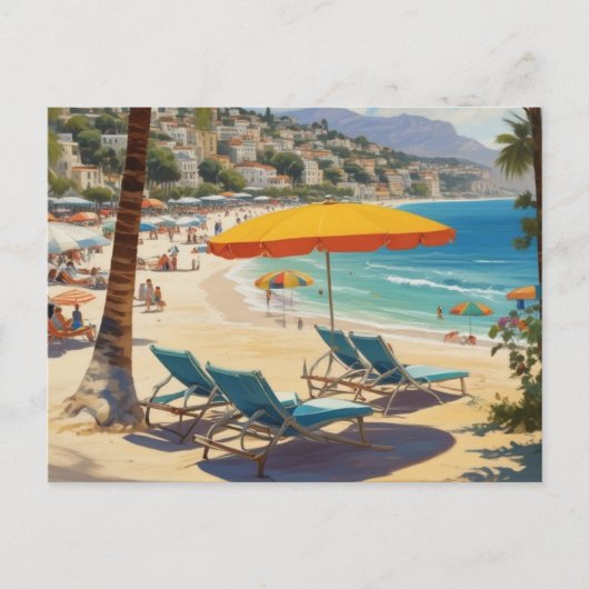 Frans Riviera Beach Briefkaart (Voorkant)