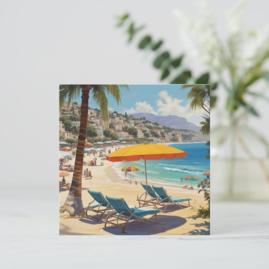  Frans Riviera Beach Feestdagenkaart (Staand voorkant)