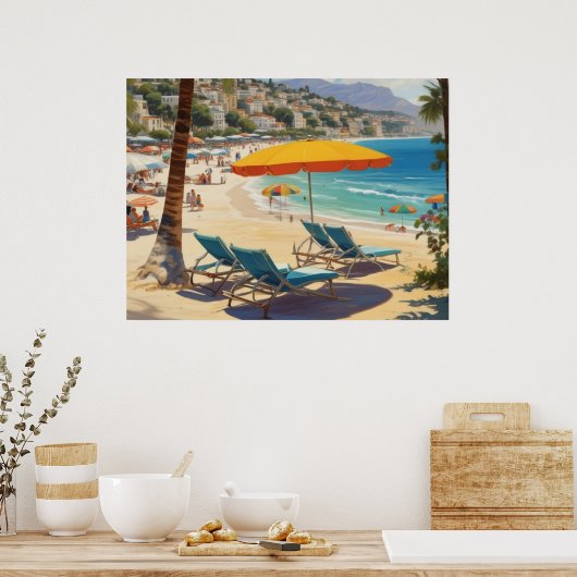 Frans Riviera Beach Poster (Keuken)