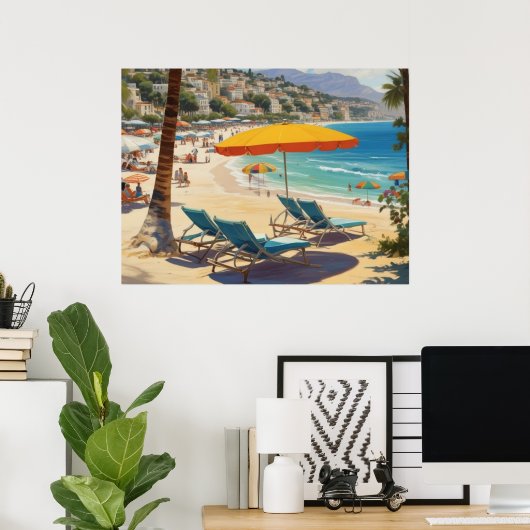  Frans Riviera Beach Poster (Thuiskantoor)