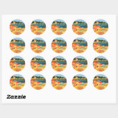 Frans Riviera Beach Ronde Sticker (Vel)