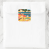  Frans Riviera Beach Vierkante Sticker (Tas)