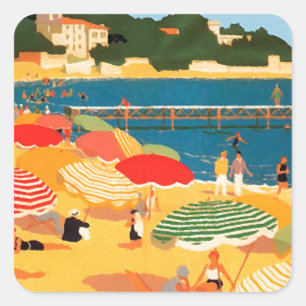  Frans Riviera Beach Vierkante Sticker