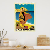 Frans Riviera La Plage de Calvi Corse Poster (Keuken)