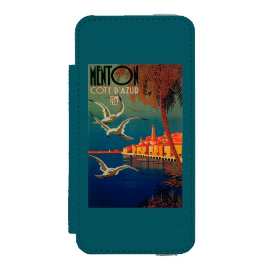 Frans Riviera Travel poster # 1 Incipio iPhone Portemonnee Hoesje (Voorkant Agenda)