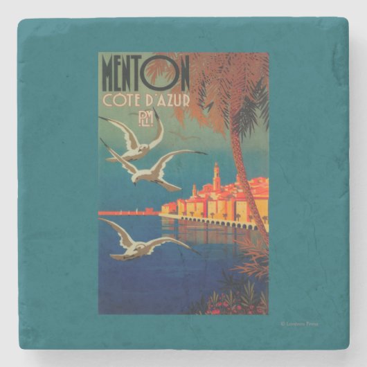 Frans Riviera Travel poster # 1 Stenen Onderzetter (Voorkant)