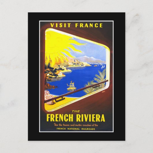 Frans Riviera Vintage Travel Briefkaart (Voorkant)
