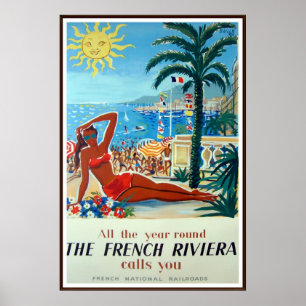 Frans Riviera Vintage Travel Poster