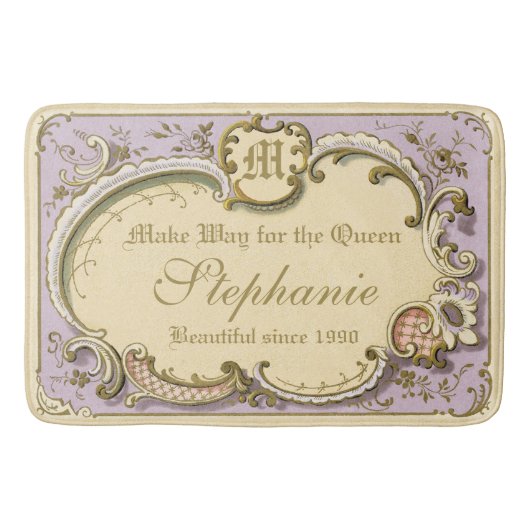 Frans Rococo Boudoir Elegant Lijst Gold Lila Badmat (Voorkant)