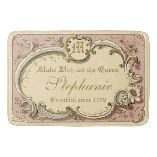 Frans Rococo Boudoir Elegant Lijst Gold Pink Badmat (Voorkant)