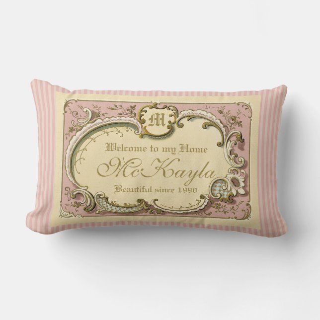 Frans Rococo Boudoir Elegant Lijst Gold Pink Kussen (Voorkant)