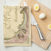 Frans Rococo Boudoir Elegant Lijst Gold Pink Theedoek (Quarter Fold)