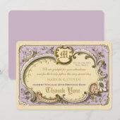 Frans Rococo Elegant Lijst Antiek Gold Lila Bedankkaart (Voorkant / Achterkant)