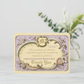 Frans Rococo Elegant Lijst Antiek Gold Lila Bedankkaart (Staand voorkant)