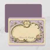 Frans Rococo Elegant Lijst Antiek Gold Lila Notitiekaartje (Voorkant / Achterkant)