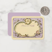 Frans Rococo Elegant Lijst Antiek Gold Lila Notitiekaartje (Voorkant / Achterkant in situ)