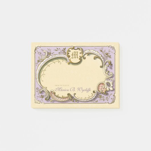 Frans Rococo Elegant Lijst Antiek Gold Lila Post-it® Notes (Voorkant)