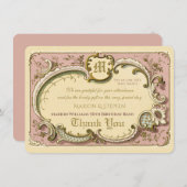 Frans Rococo Elegant Lijst Antiek Gold Pink Bedankkaart (Voorkant / Achterkant)