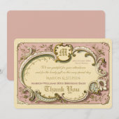Frans Rococo Elegant Lijst Antiek Gold Pink Bedankkaart (Voorkant / Achterkant)