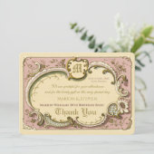 Frans Rococo Elegant Lijst Antiek Gold Pink Bedankkaart (Staand voorkant)
