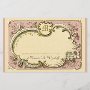 Frans Rococo Elegant Lijst Antiek Gold Pink Briefpapier