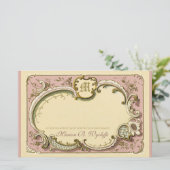 Frans Rococo Elegant Lijst Antiek Gold Pink Briefpapier (Staand voorkant)