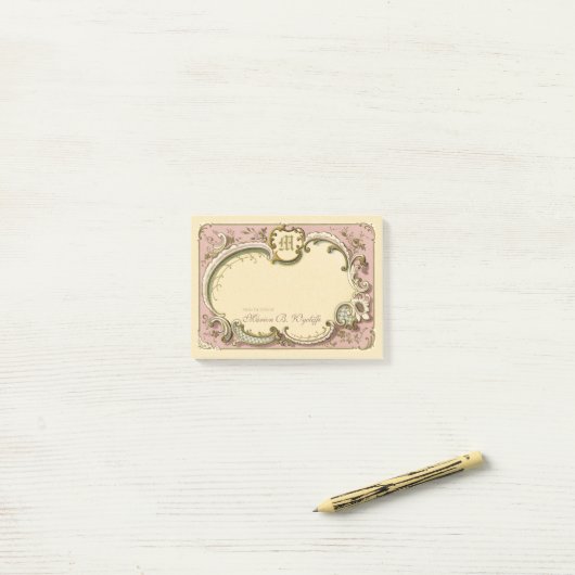 Frans Rococo Elegant Lijst Antiek Gold Pink Post-it® Notes (Op bureau)