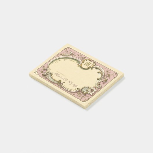 Frans Rococo Elegant Lijst Antiek Gold Pink Post-it® Notes (Schuin)