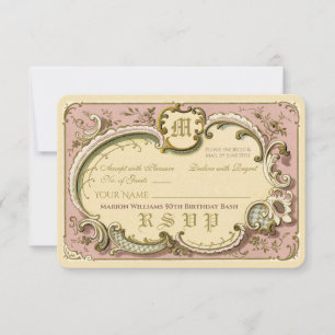 Frans Rococo Elegant Lijst Antiek Gold Pink RSVP Kaartje