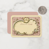 Frans Rococo Elegant Lijst Gold Dusty Pink Notitiekaartje (Voorkant / Achterkant in situ)