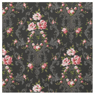 Frans Rococo Floral-Black achtergrond Stof