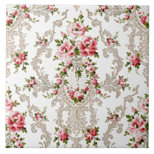 Frans Rococo Floral-White Achtergrond Tegeltje
