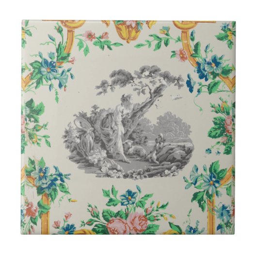 Frans Rococo François Boucher Vignet Pattern Tegeltje (Voorkant)