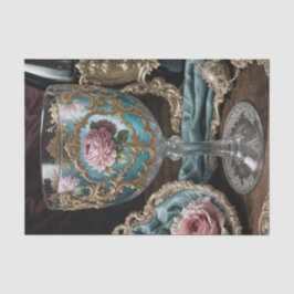 Frans Rococo Wine Goblet Decoupage Papier