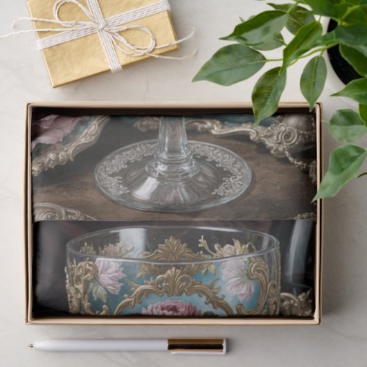 Frans Rococo Wine Goblet Decoupage Papier (Geschenk)