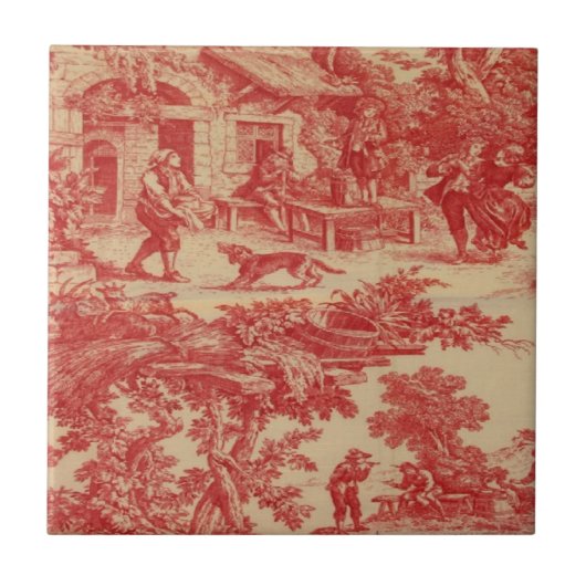  Frans Rode CreamToile keramische tegel Tegeltje (Voorkant)