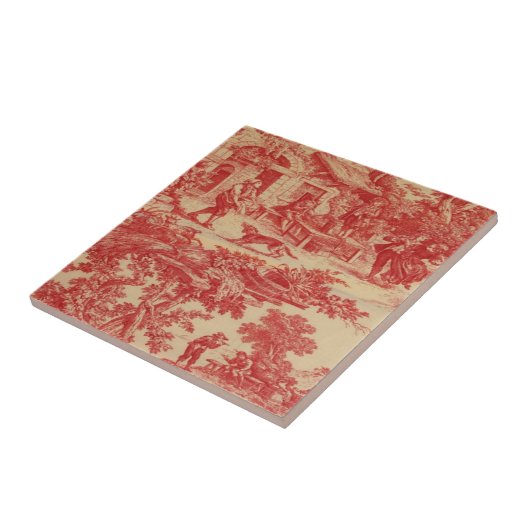  Frans Rode CreamToile keramische tegel Tegeltje (Zijkant)