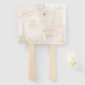 Frans Romance Wedding Program Blush ID870 Handwaaier (Voorkant en achterkant)