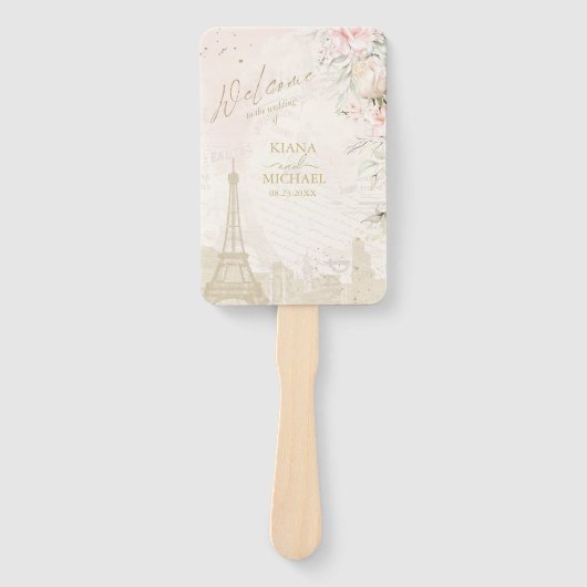 Frans Romance Wedding Program Blush ID870 Handwaaier (Voorkant)