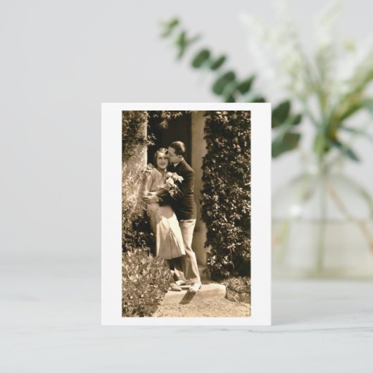 Frans Romantisch Liefde Kus  Briefkaart (Staand voorkant)