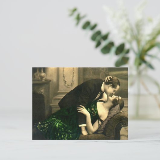 Frans Romantisch Liefde Kus  Briefkaart (Staand voorkant)