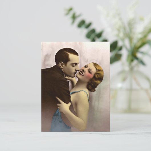 Frans Romantisch Liefde Paar  Briefkaart (Staand voorkant)