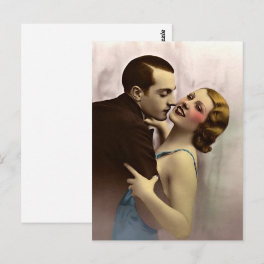 Frans Romantisch Liefde Paar  Briefkaart (Voorkant / Achterkant)