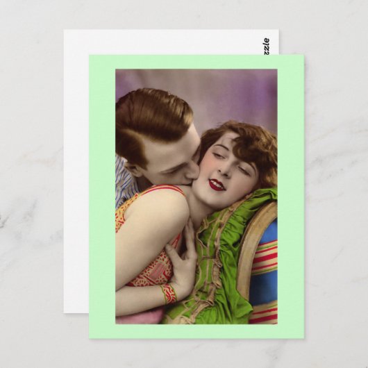 Frans Romantisch Paar Liefde Kus  Briefkaart (Voorkant / Achterkant)