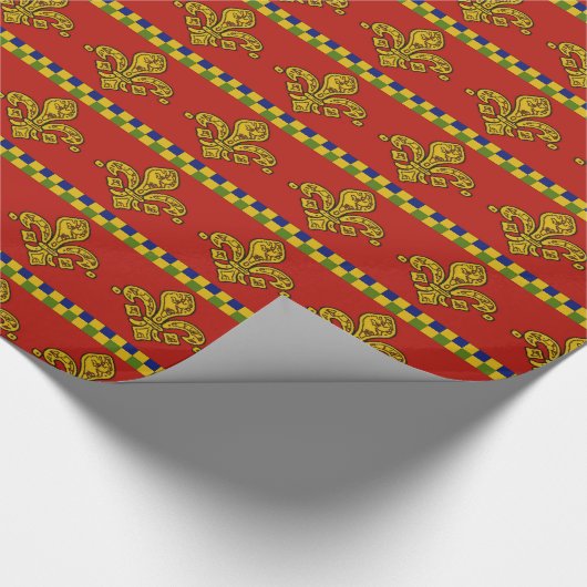 Frans rood goud Fleur de Lis Cadeaupapier (Hoek)