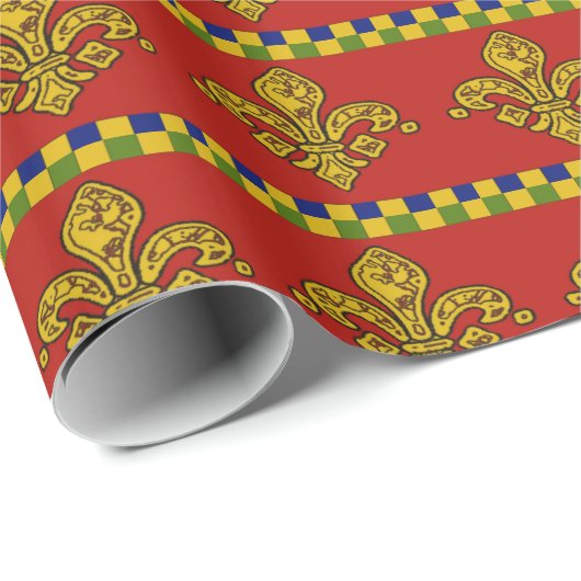 Frans rood goud Fleur de Lis Cadeaupapier (Rol Hoek)