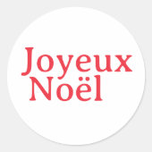 Frans rood "Joyeux Noël" Kerstmis Ronde Sticker (Voorkant)