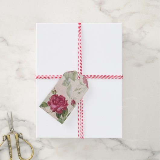 Frans Roos, Antiek Rood Ephemera Label Cadeaulabel (Met Touw)