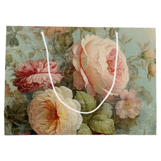 Frans Roos Floral Blauw Roze Vrijgezellenfeest Groot Cadeauzakje (Achterkant)